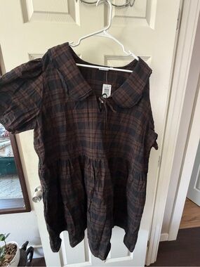 torrid Brown and Black Plaid Peter Pan Collar Tunic